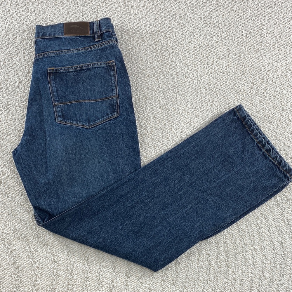 Men's Blue Jeans Bob Timberlake 33x32 dark wash factory fade